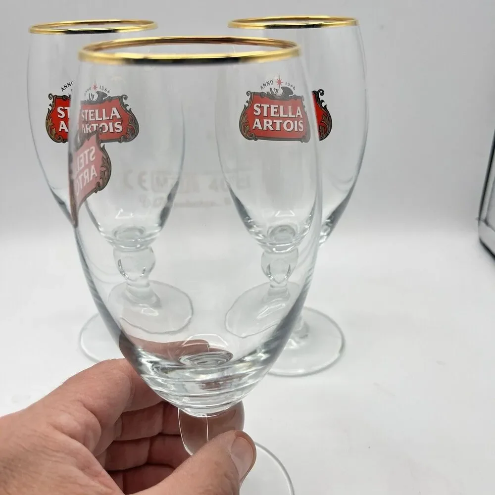 14 oz Stella Artois Belgium crystal mug beer glass 40 cl Lot of 3
